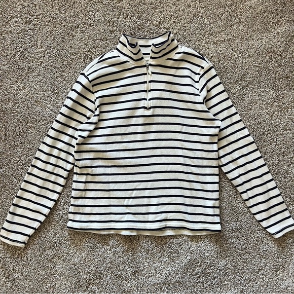 L.L. Bean quarter zip stripe classic top petite small - Picture 1 of 8